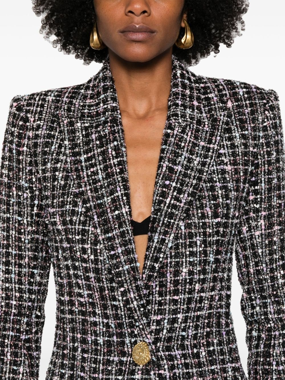 single-breasted tweed jacket - 5