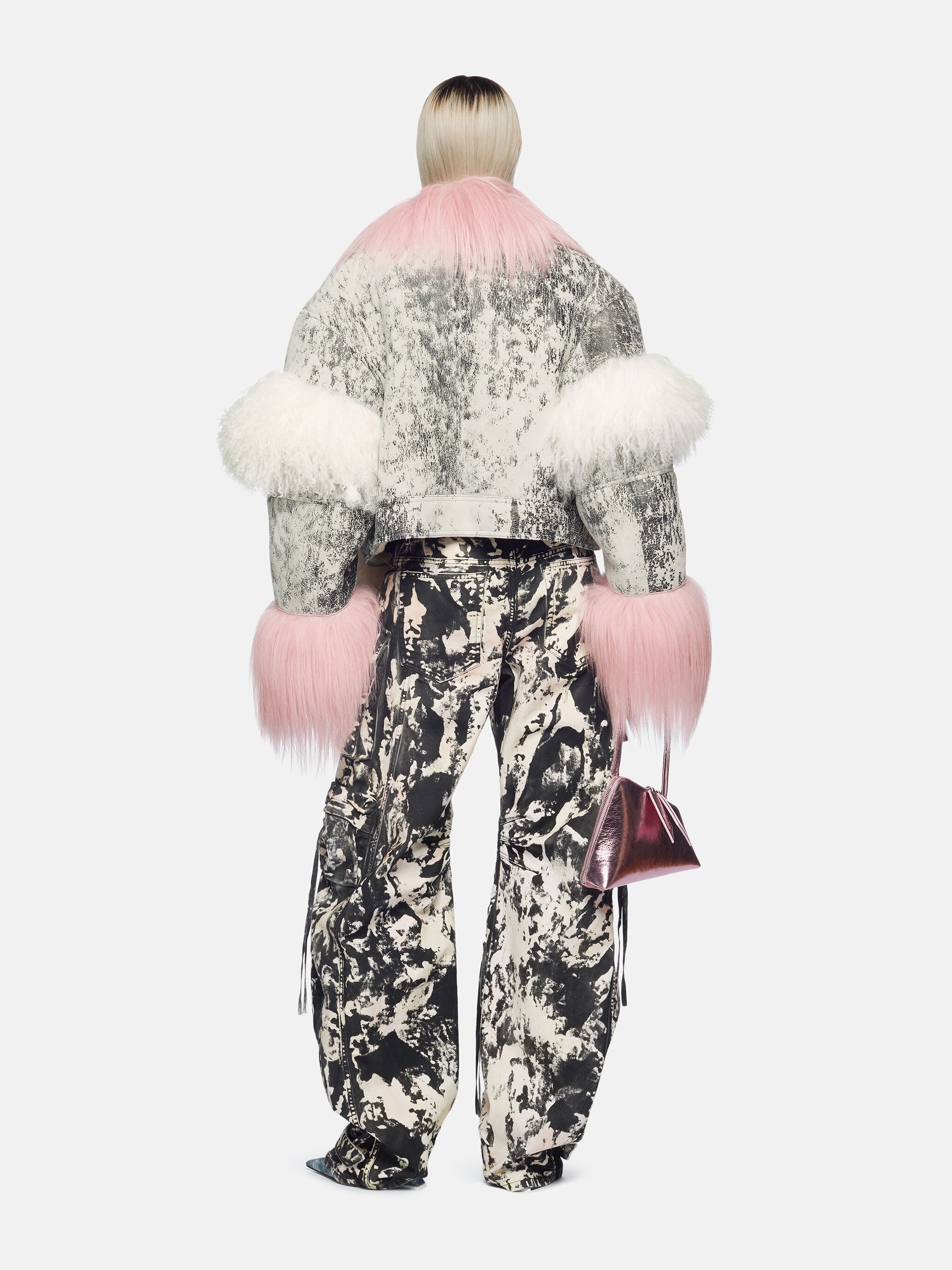 ''FERN'' BLACK, WHITE AND SOFT PINK LONG PANTS - 3