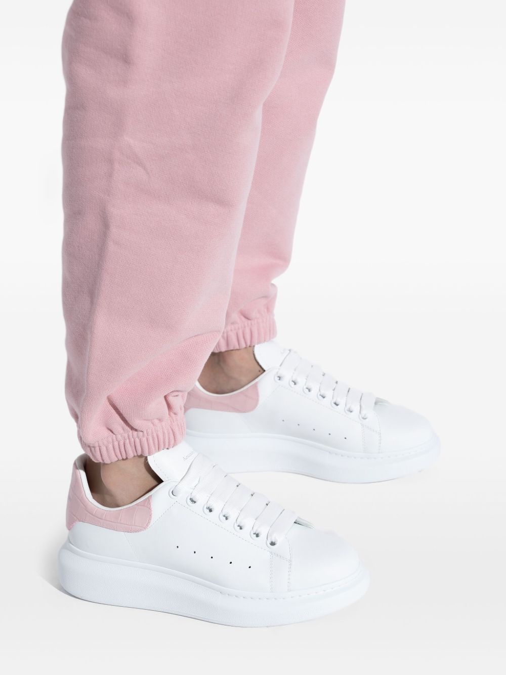 leather crocodile-effect heel sneakers - 5
