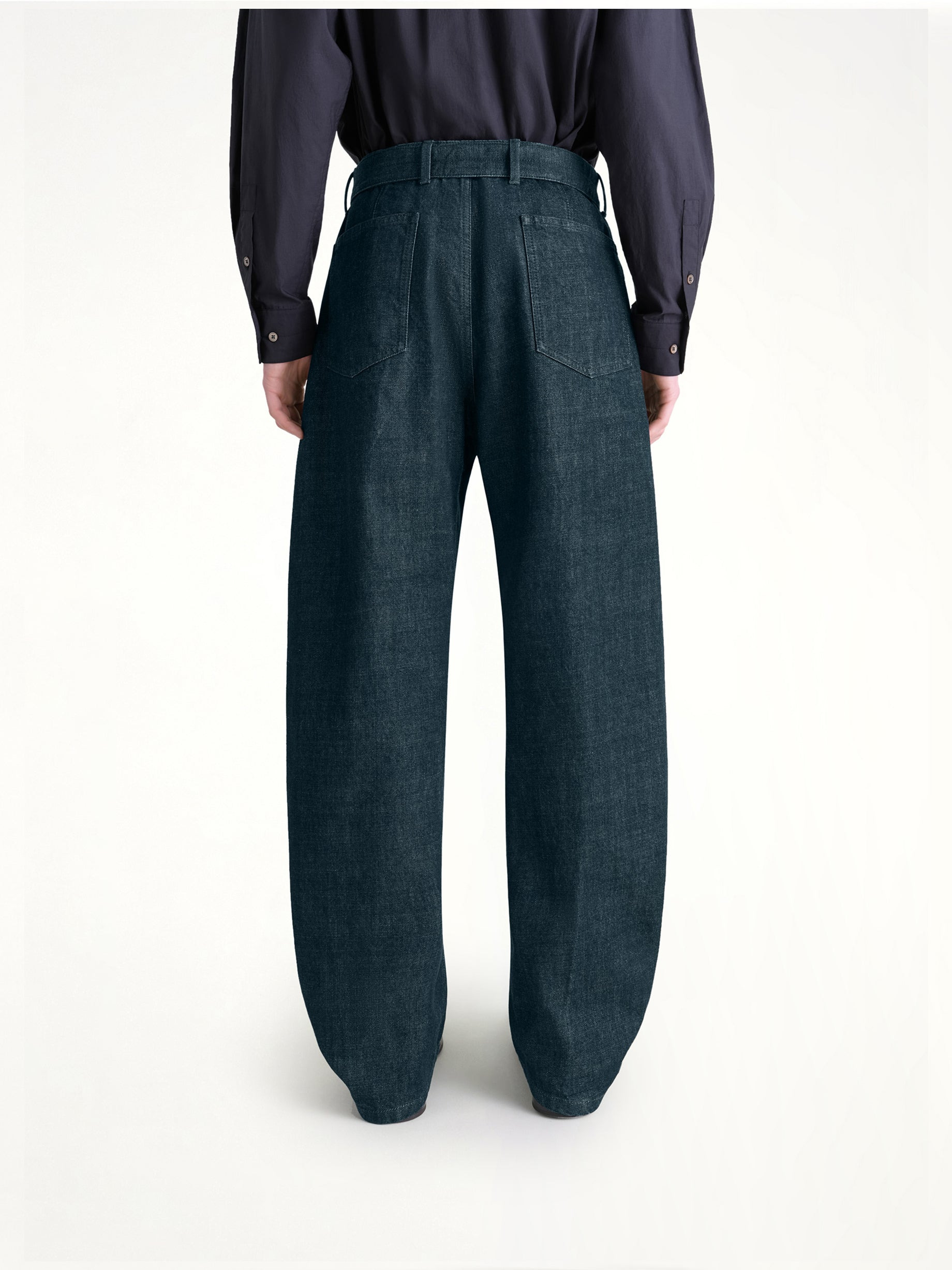 Twisted Belted Pants in Denim Indigo - 5