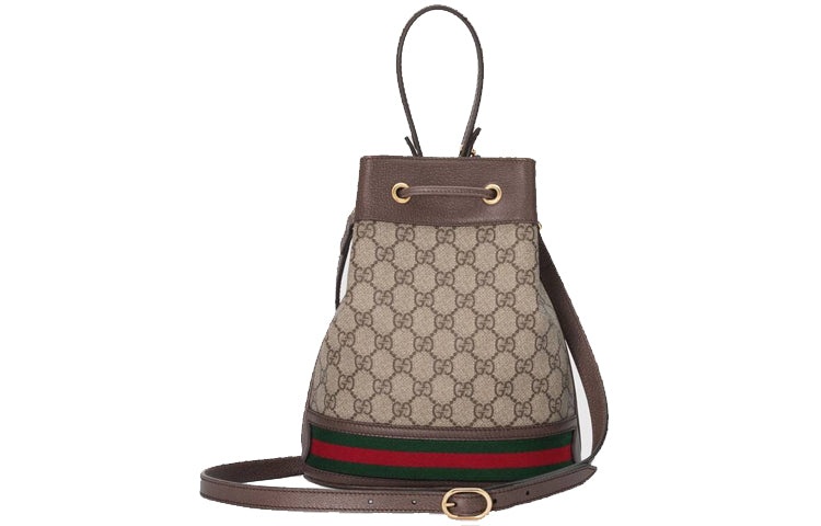(WMNS) Gucci Ophidia Logo Stripe Webbing Canvas Drawstring handbag Small / Brown Classic 550621-96I3 - 2