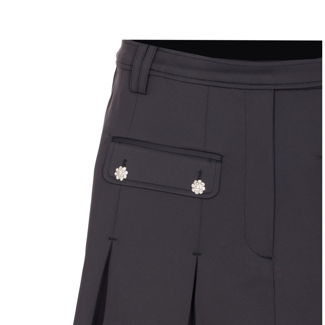 Ganni Women Black Pleated Mini Skirt - 4