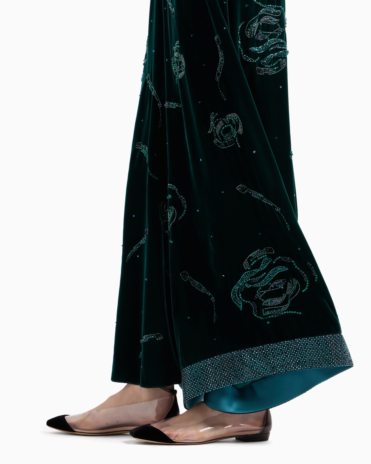 VELVET BUSTIER DRESS WITH CRYSTAL EMBROIDERY - 5