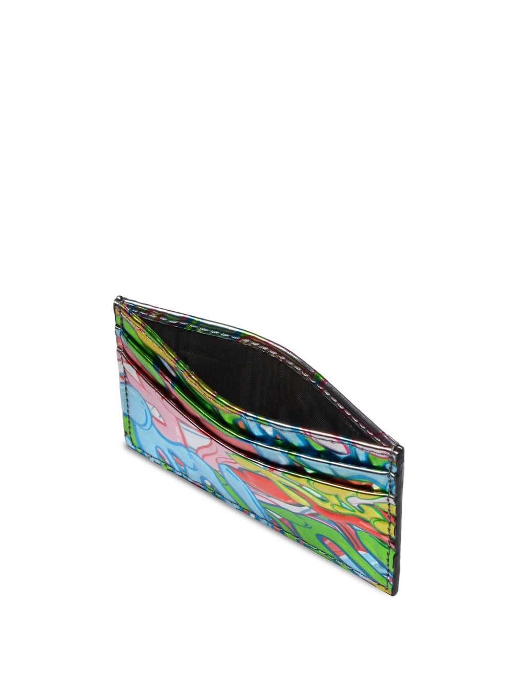 graffiti-print leather cardholder - 4