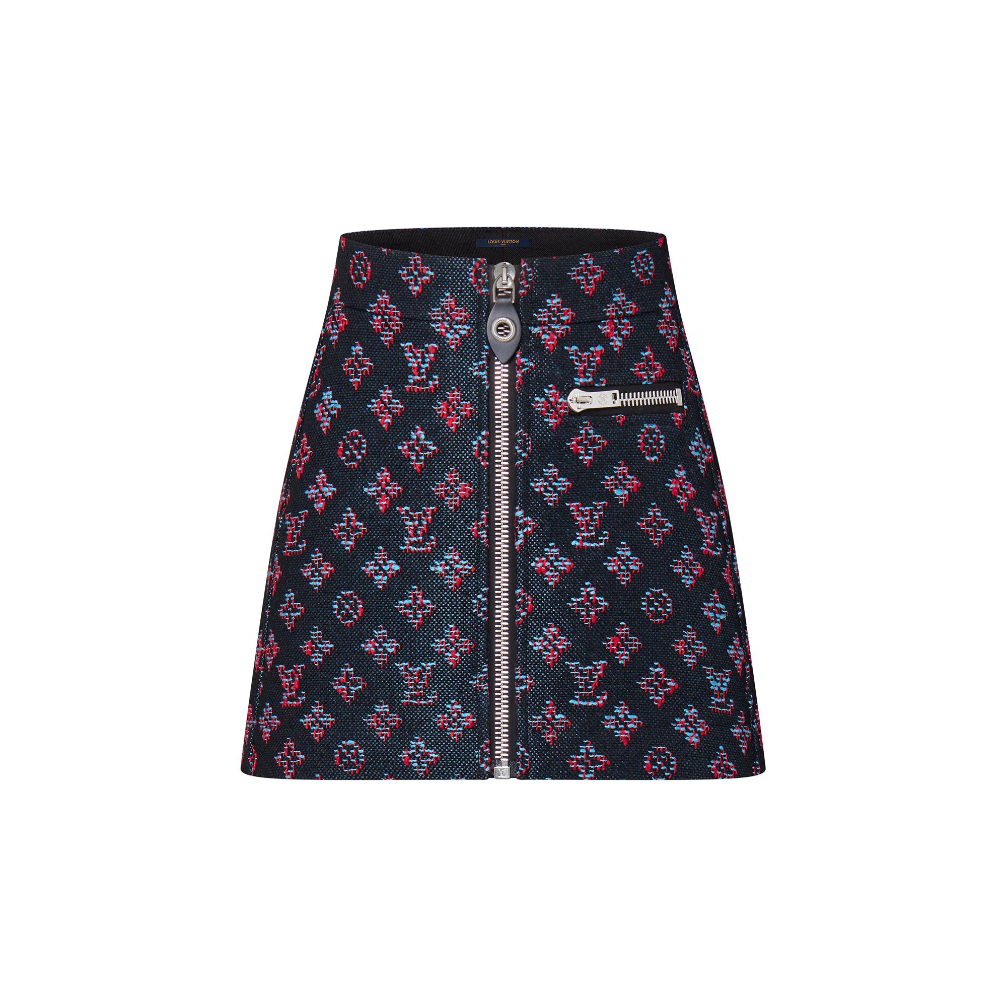 Monogram Jacquard Zip-Up Mini Skirt - 1