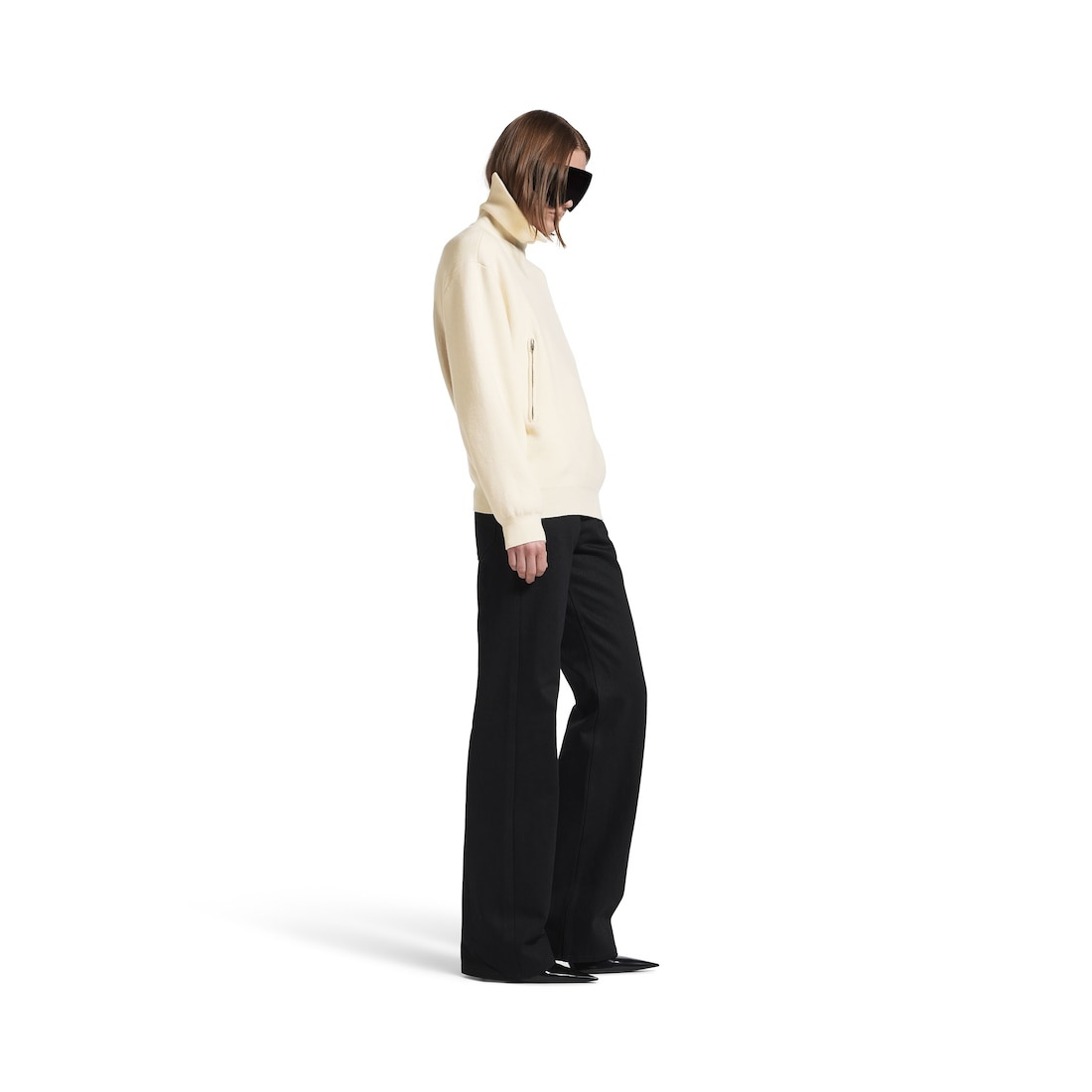 Women's Back-to-front High Neck Sweater in Off White - 3