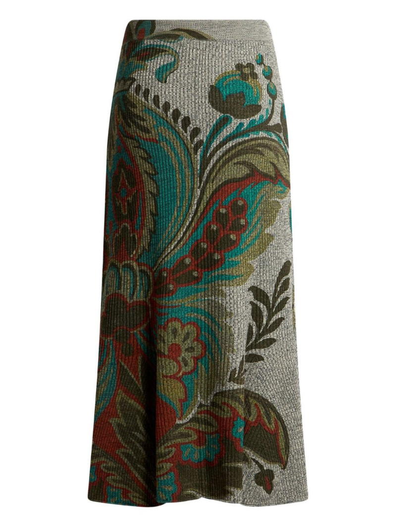 Etro floral-motif straight skirt outlook