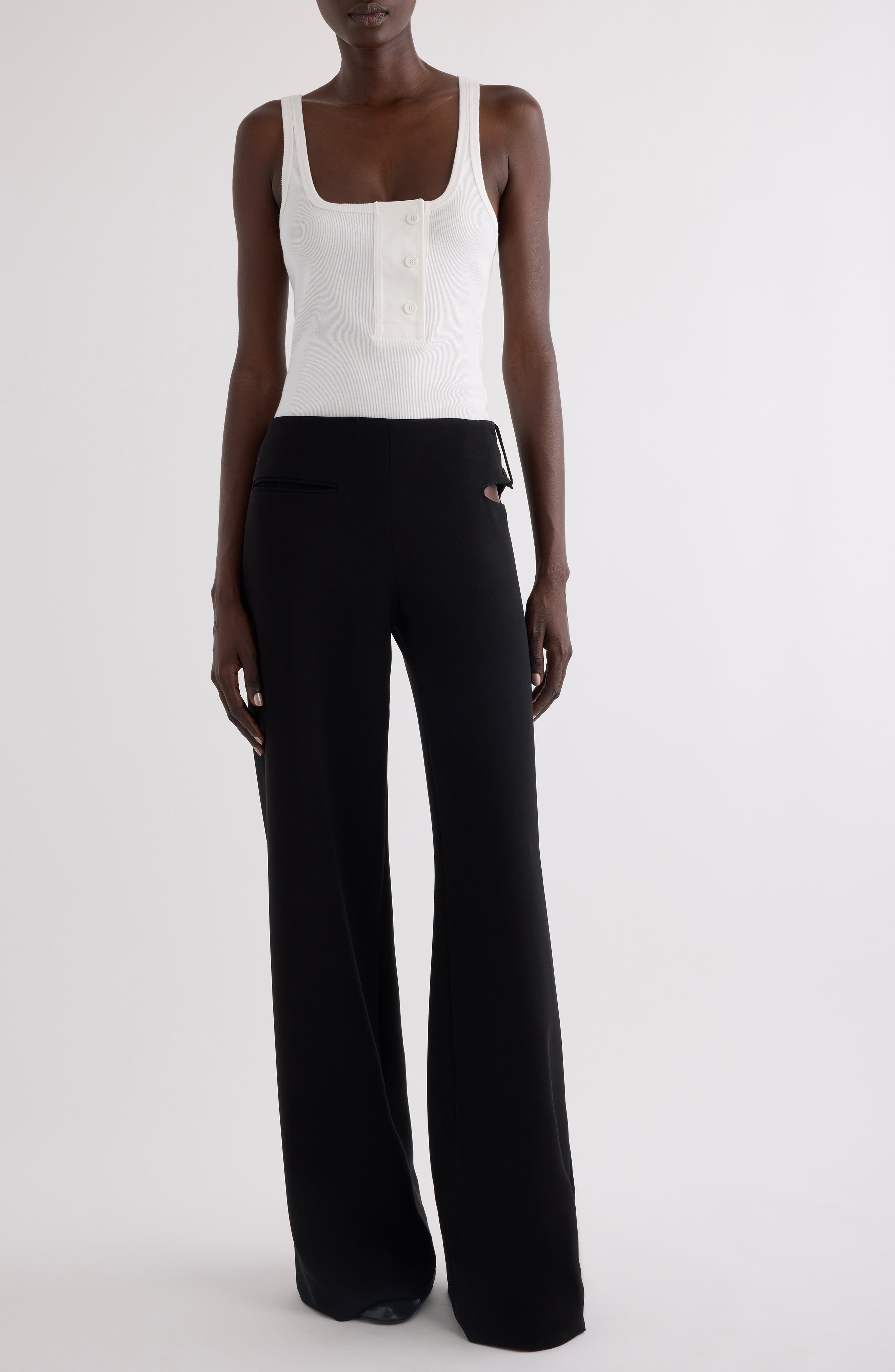 Courrèges Oblique Snaps '90s Rib Tank in Heritage White at Nordstrom - 2