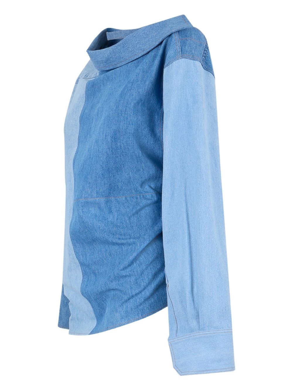 patchwork denim top - 3