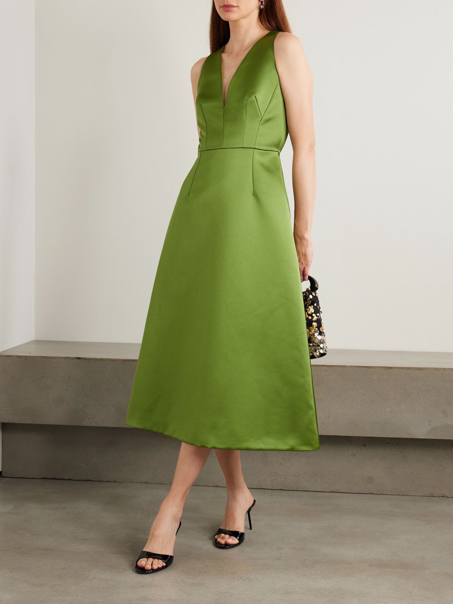 Adonica cutout duchesse-satin maxi dress Green - 2