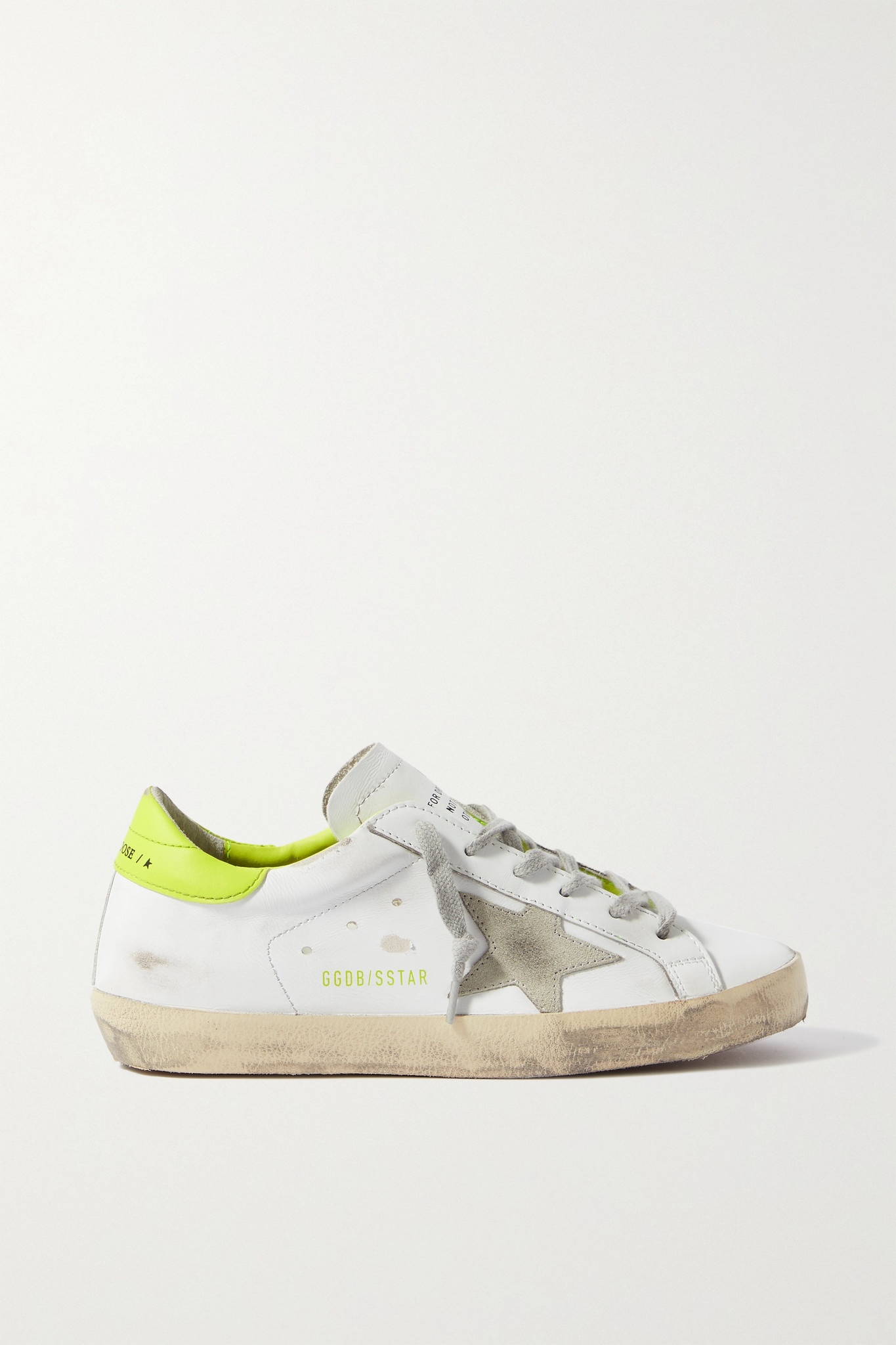 Superstar faux pearl-embellished distressed leather sneakers - 1