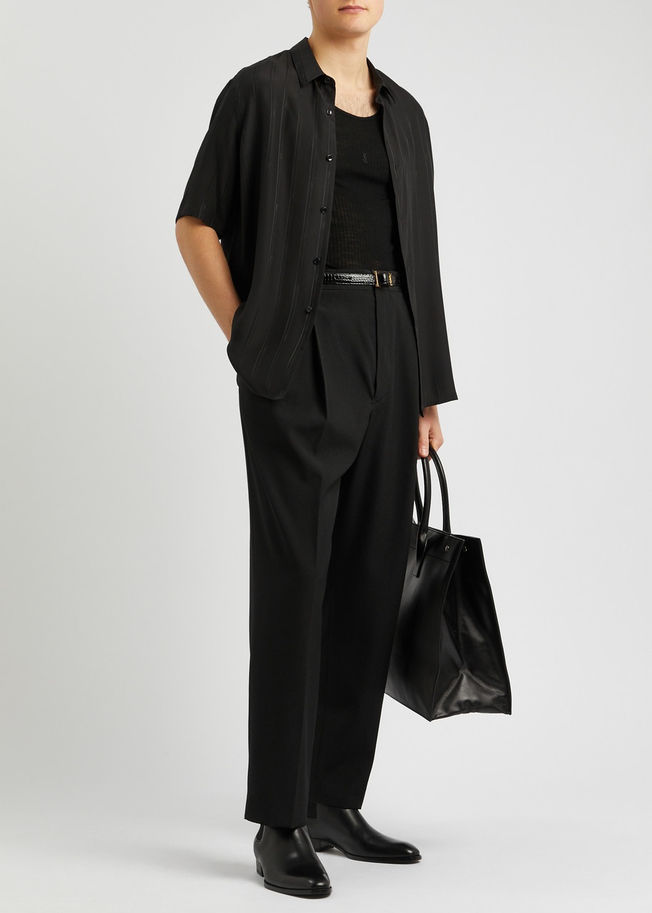 Cassandre logo-jacquard silk shirt - 4