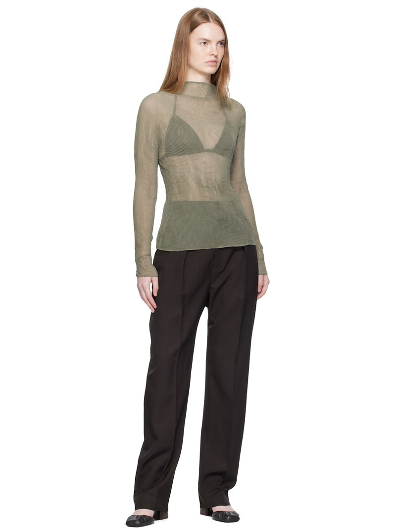 ISSEY MIYAKE Khaki Chiffon Twist 3 Top outlook