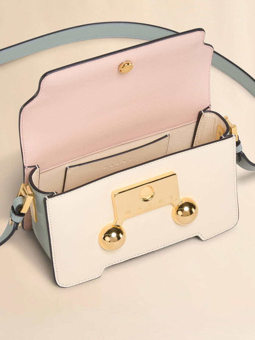 LIGHT PINK, WHITE AND GREY LEATHER TRUNKAROO MINI SHOULDER BAG - 3