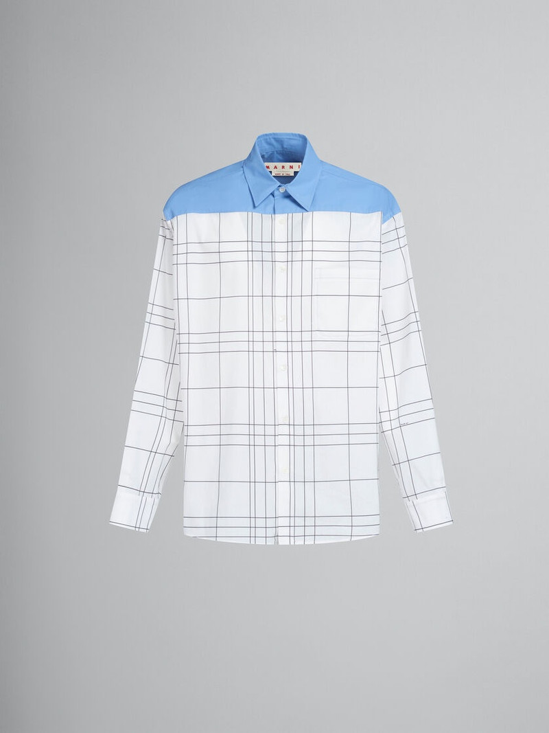 WHITE CHECKED COTTON SHIRT WITH PLAIN YOKE 1