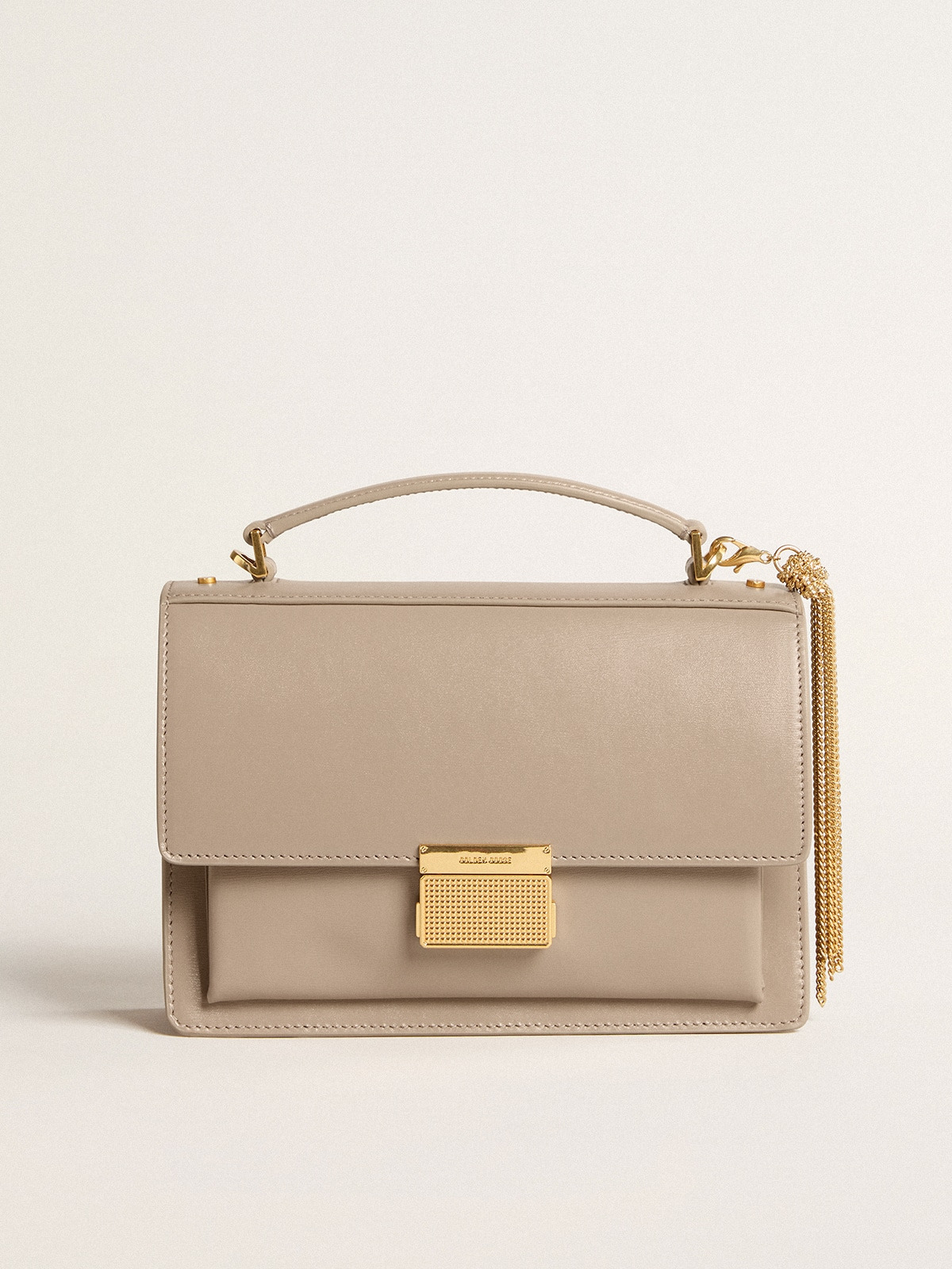 Venezia Bag in beige boarded leather with gold details - 6
