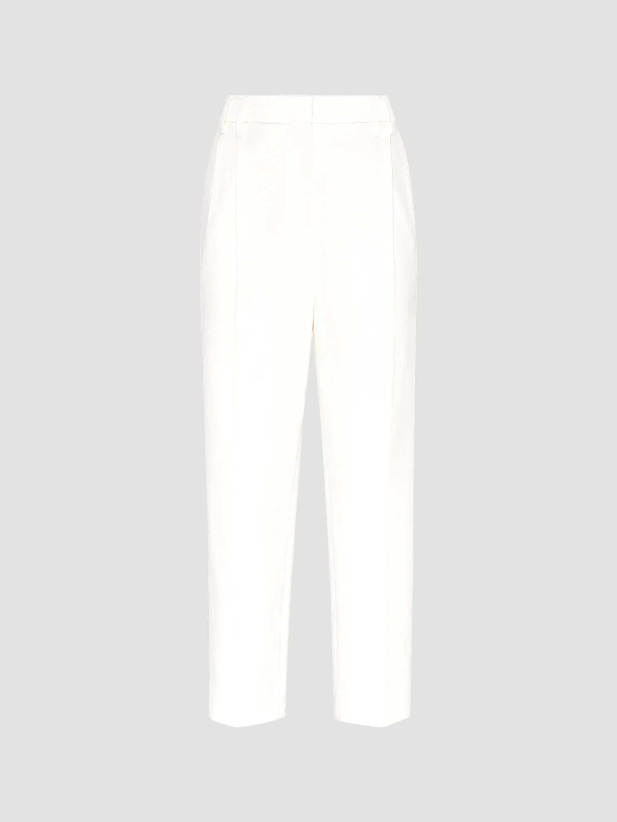 Women's Stretch Cotton Cover Slouchy Trousers with Monili - Off White - 1