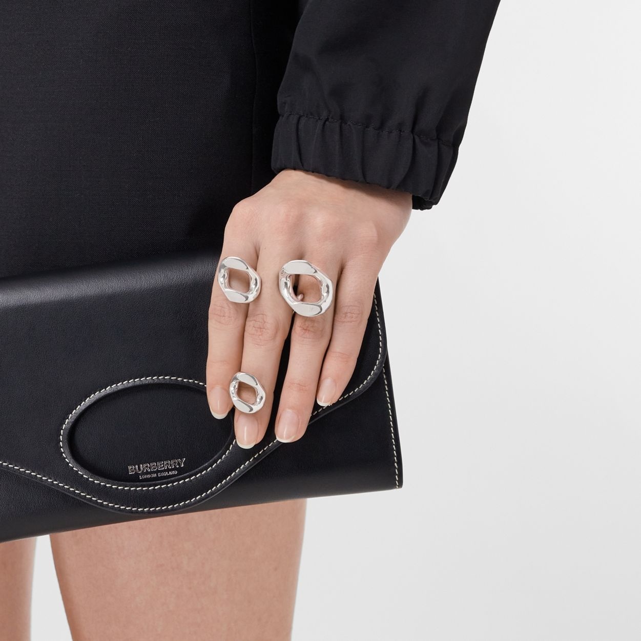 Palladium-plated Chain-link Ring Trio - 3