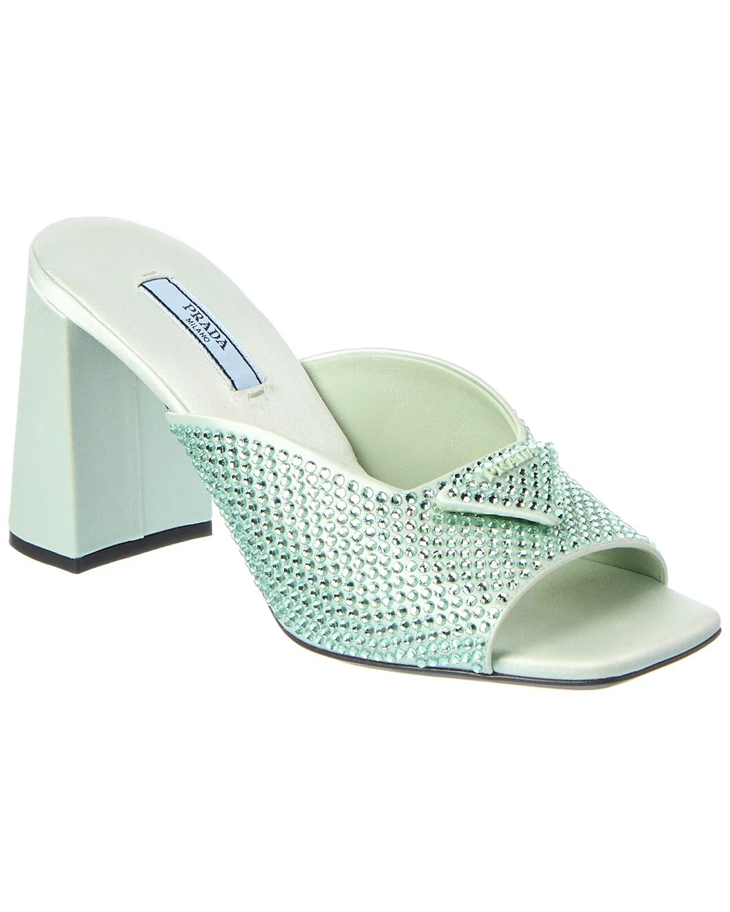 Prada Logo Crystals Satin Sandal - 1