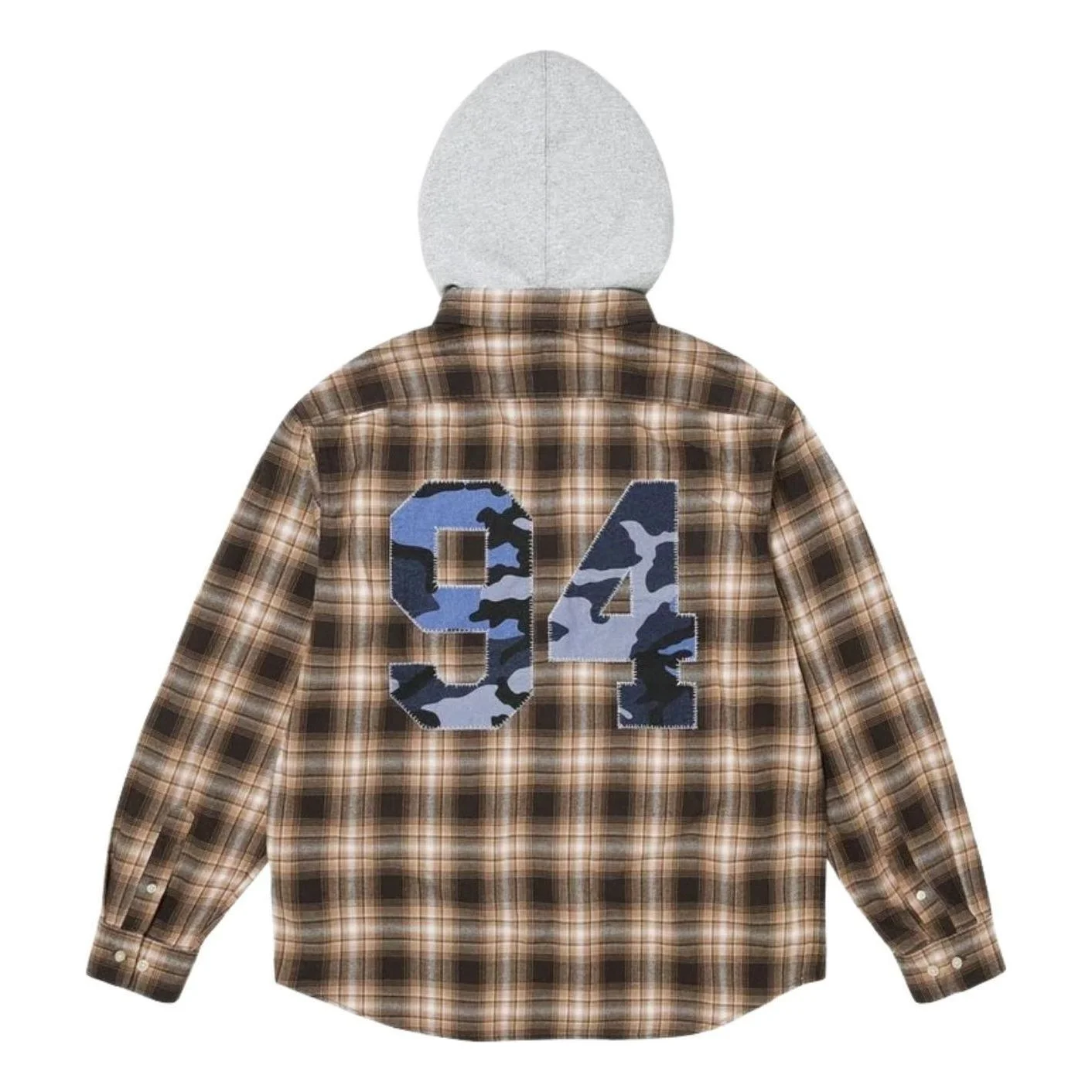 Supreme FW26 Appliqué Hooded Flannel Shirt 'Brown' SUP-FW26-022-BRN - 1