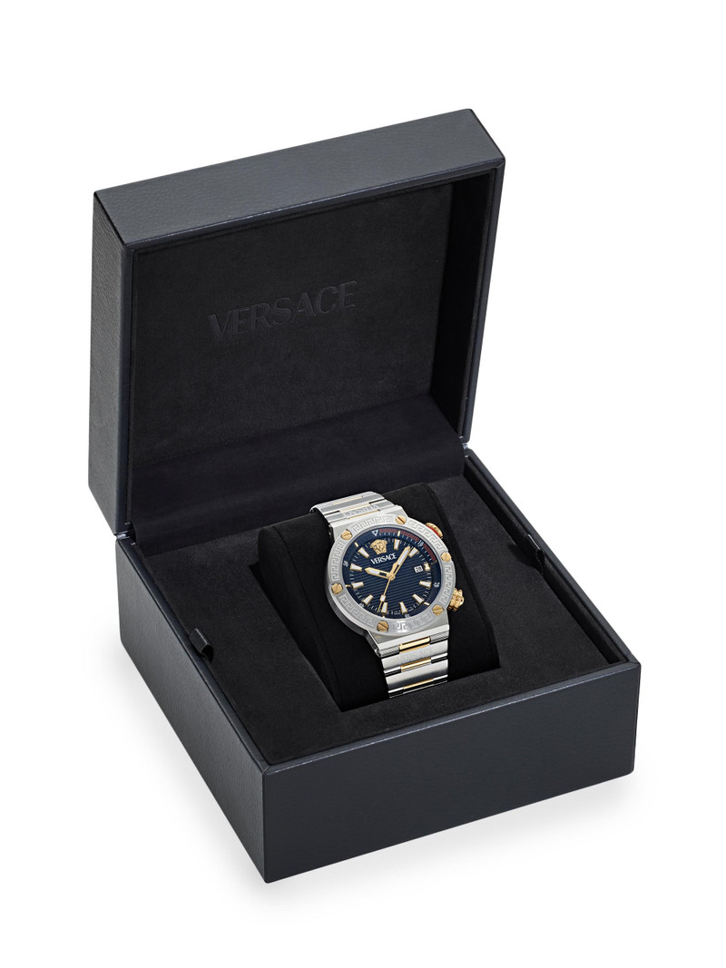 Men's Greca Logo Diver Stainless Steel Bracelet Watch/43MM - Two Tone Black 5