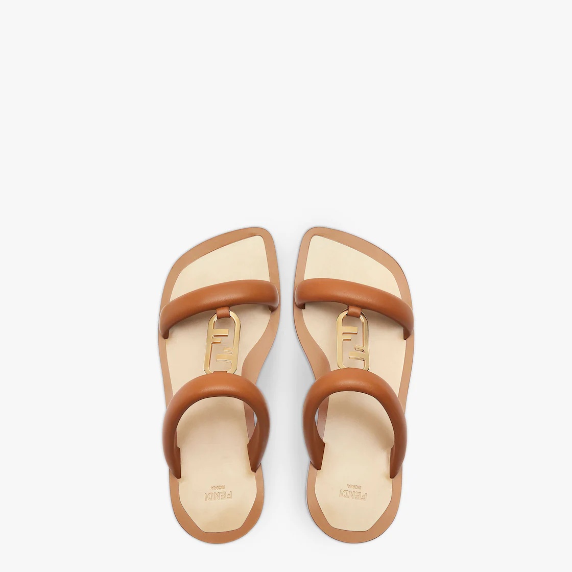 Brown leather slides - 4