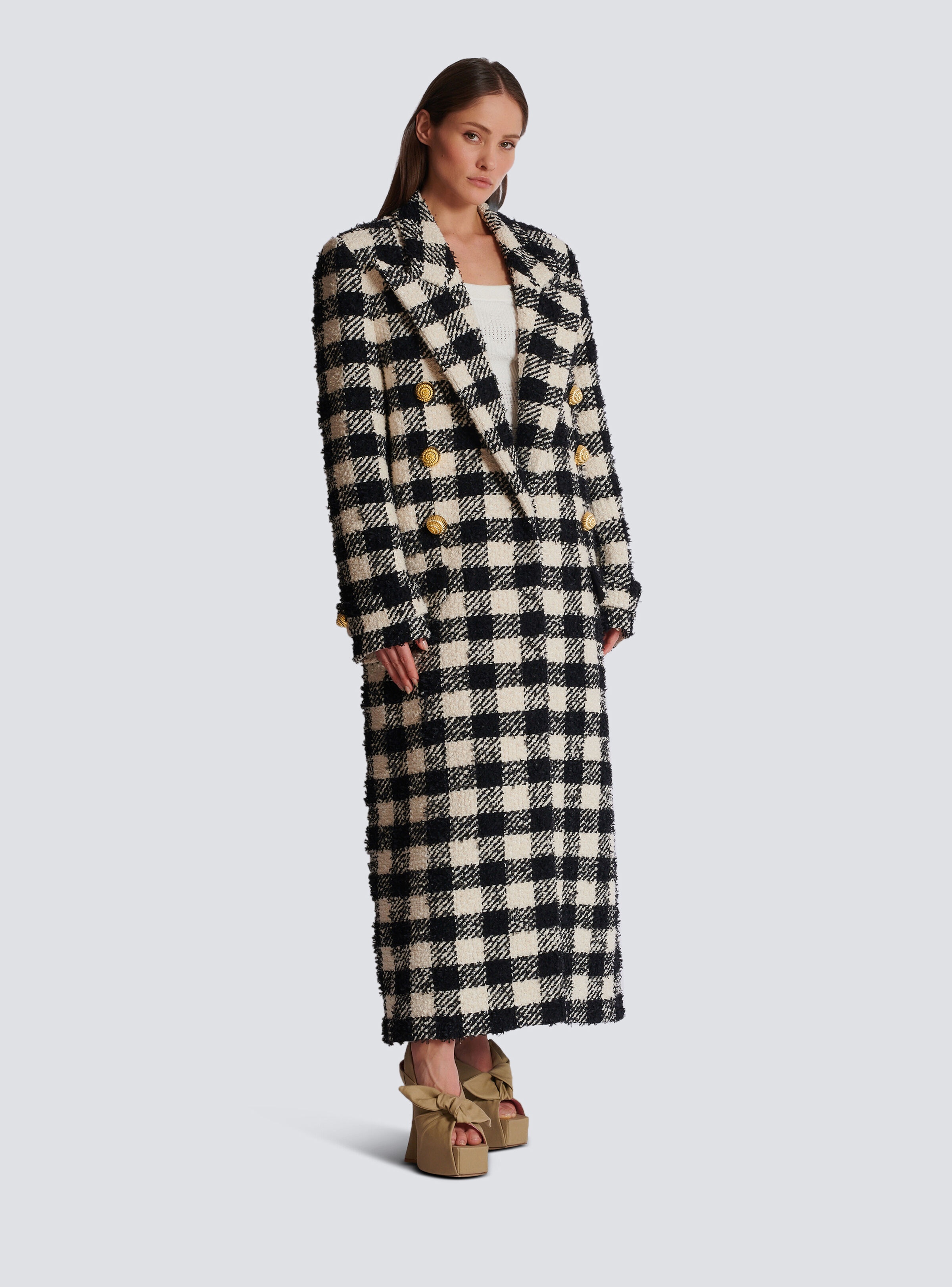 Long 6-button tweed coat - 2