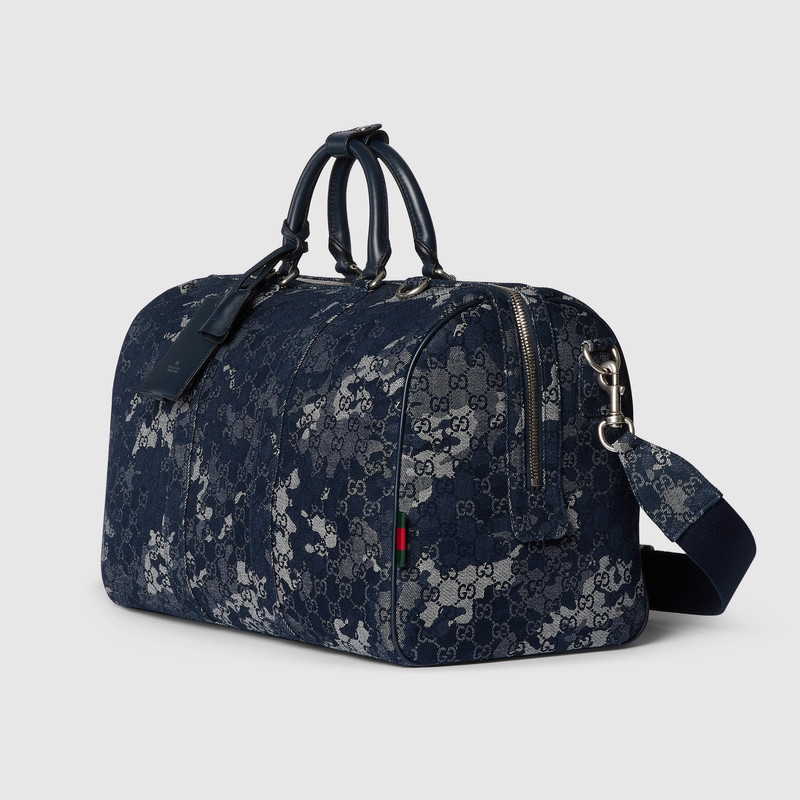 GUCCI GG denim duffle bag outlook