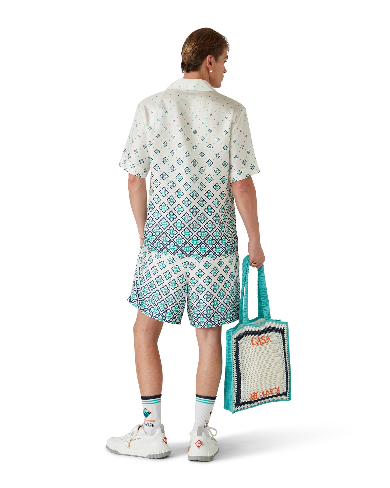 Gradient Monogram Short Sleeve Silk Shirt | Casablanca Paris - 6