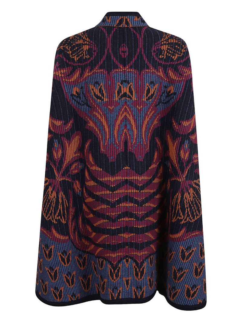 Etro floral-jacquard tassel-detail cape outlook