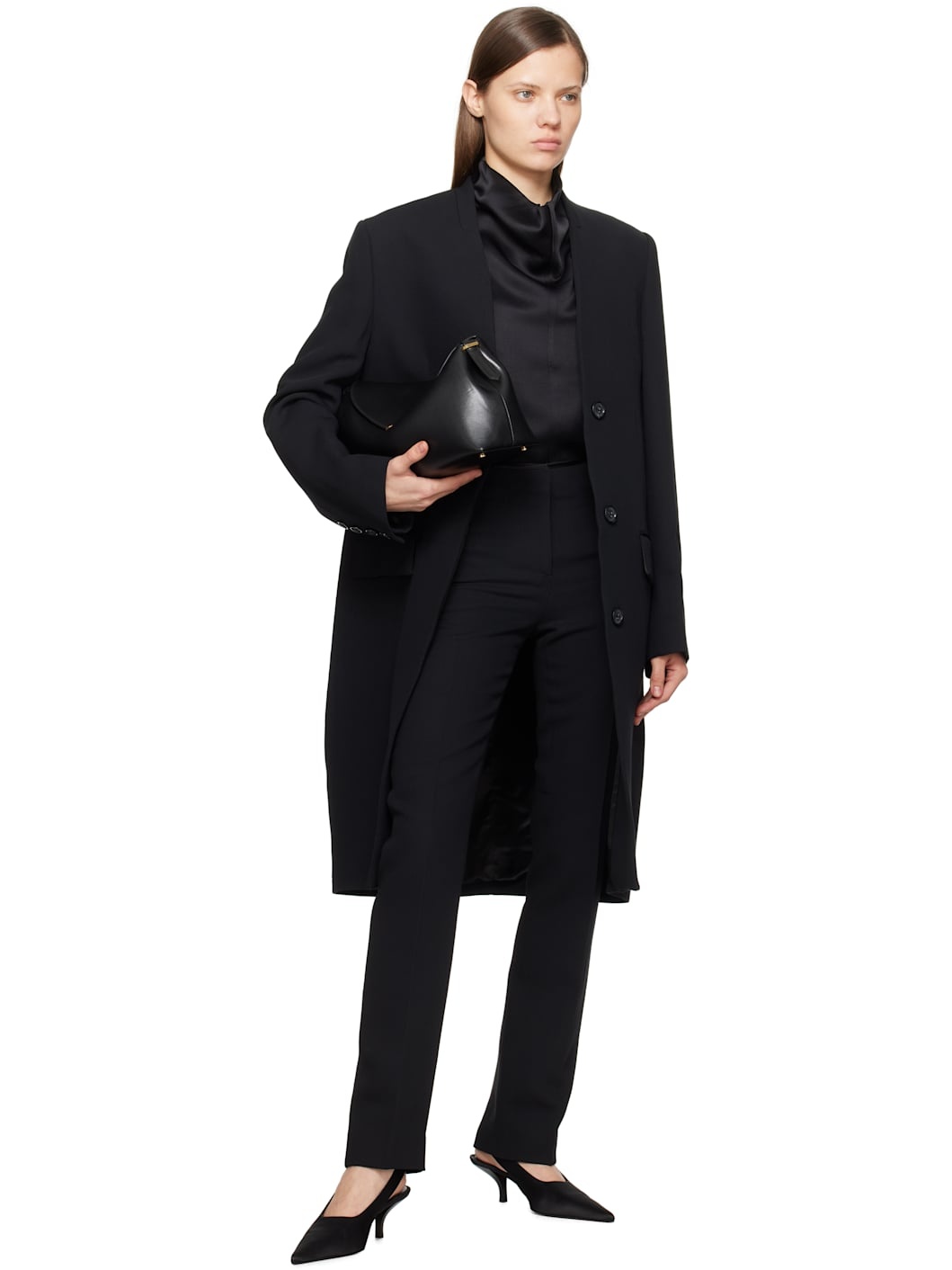 Black Low-Waist Cigarette Trousers - 4