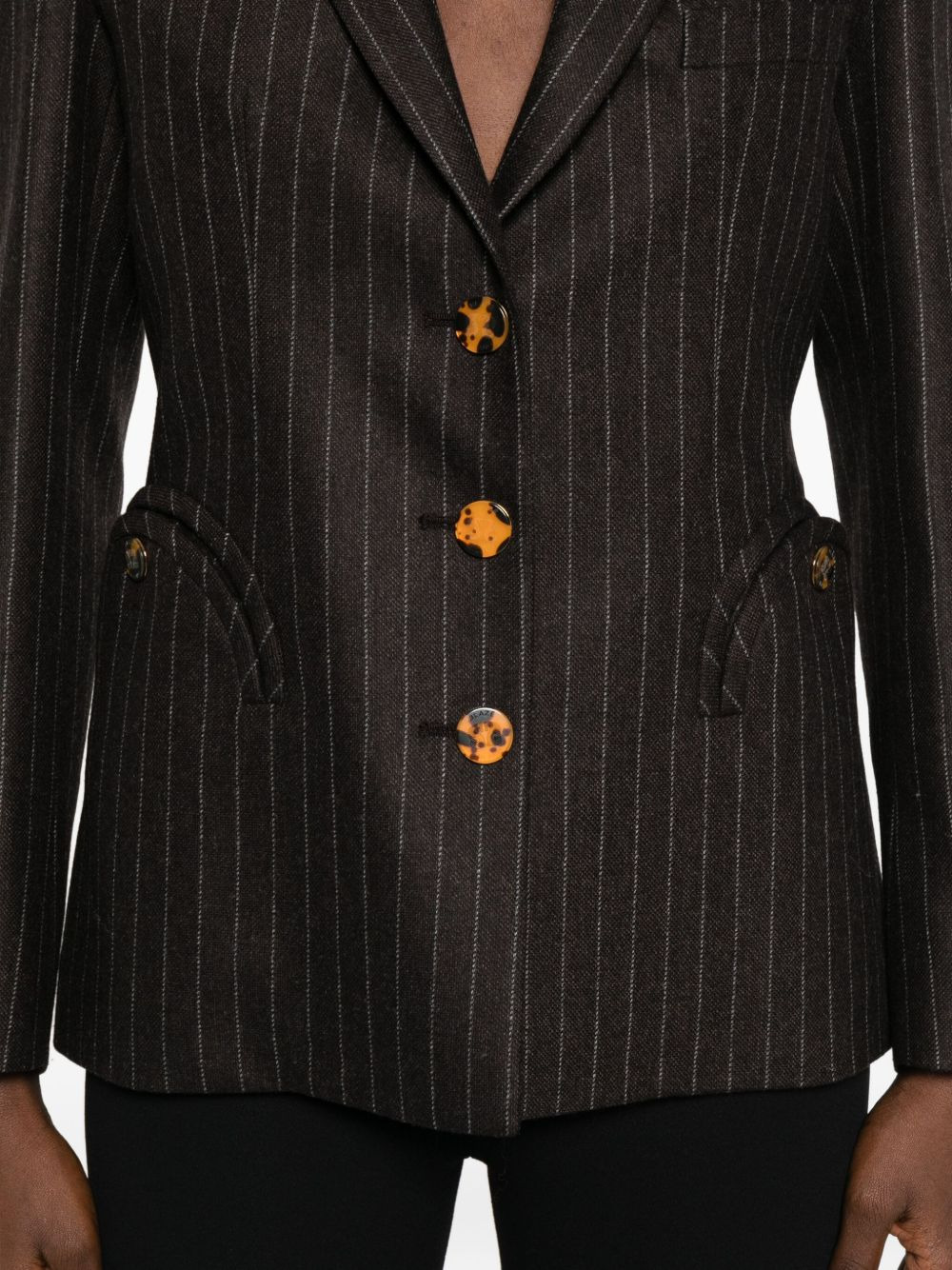 Lady Maud pinstripe button-detail blazer - 5