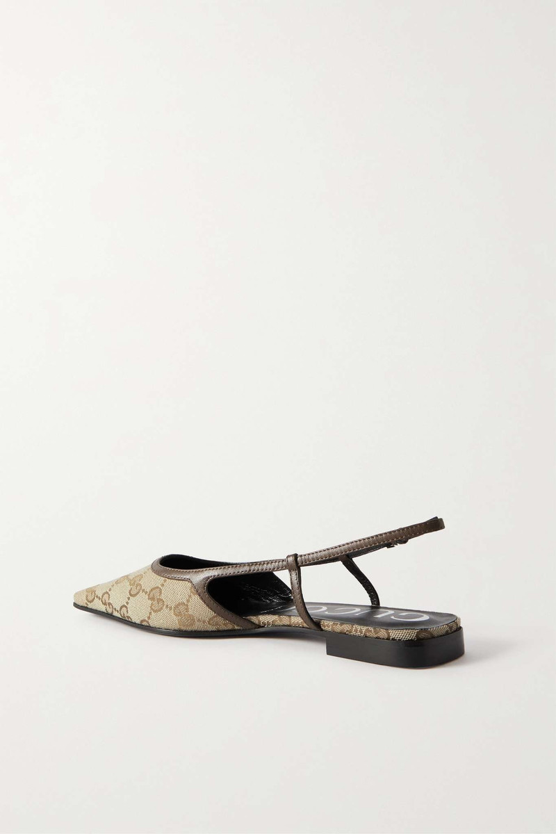 Demi leather-trimmed canvas-jacquard ballet flats 3