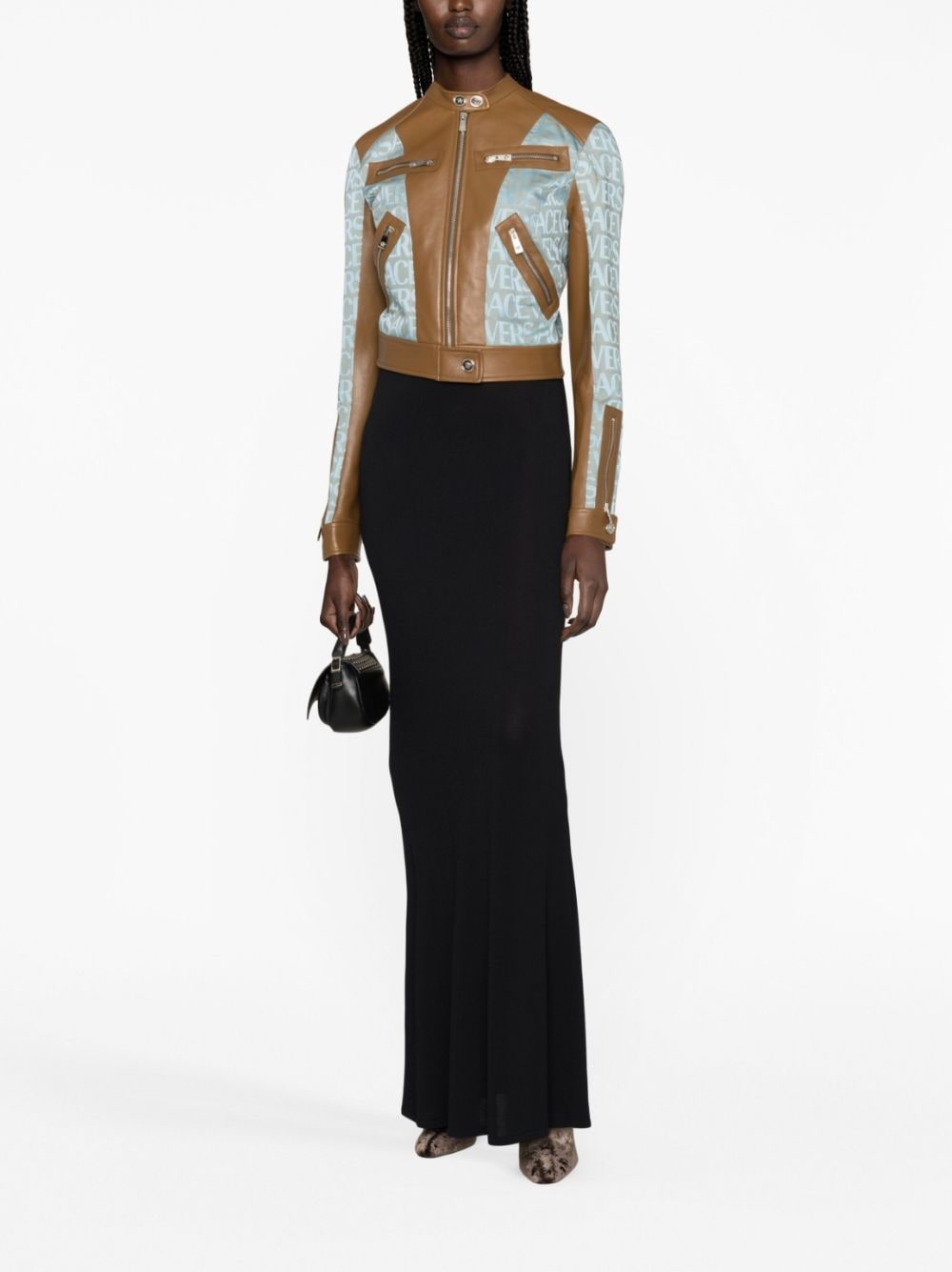 Versace Allover-jacquard panelled biker jacket - 2