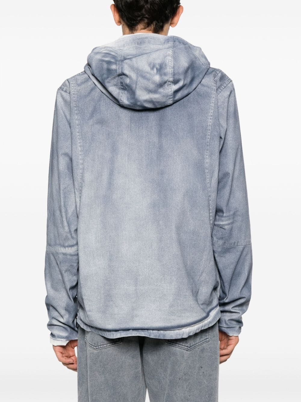 faded-effect hooded denim jacket - 4