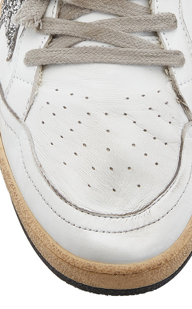 Sky Star Glitter-Embellished Leather Sneakers white - 6