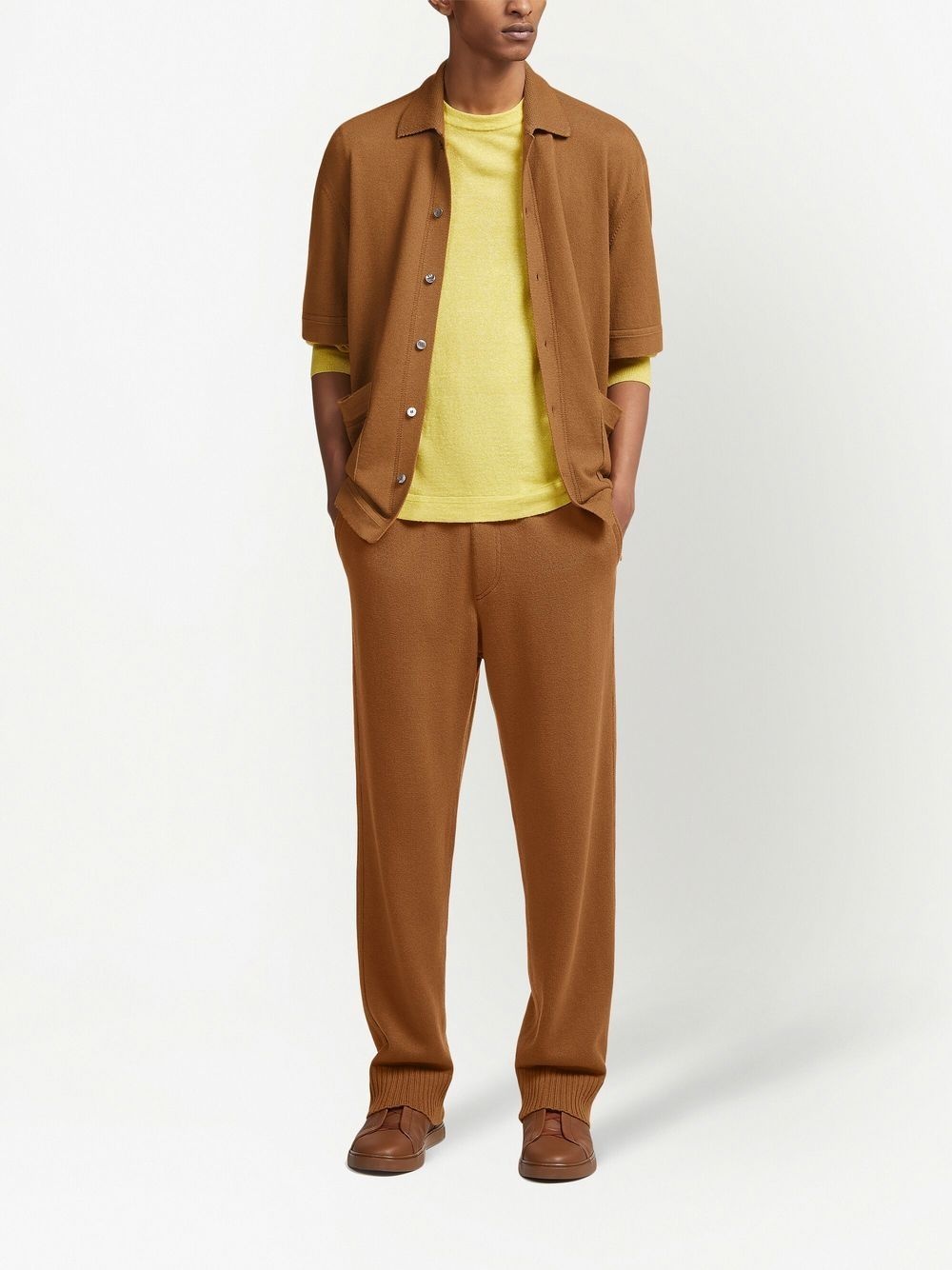 cotton-cashmere knitted track pants - 2