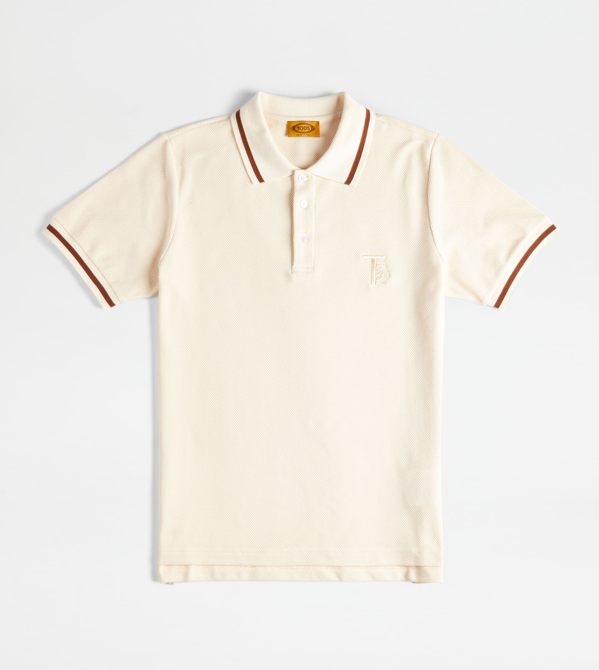 POLO SHIRT IN PIQUET - OFF WHITE - 1