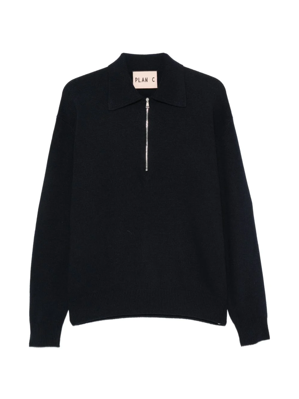 zip-fastening knit polo shirt - 1
