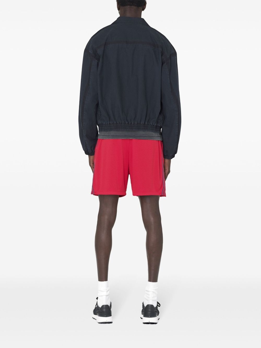 stripe-detail mesh shorts - 4