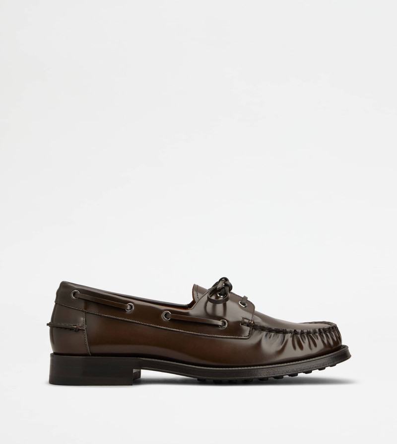 BOAT SHOES IN LEATHER - BROWN 1
