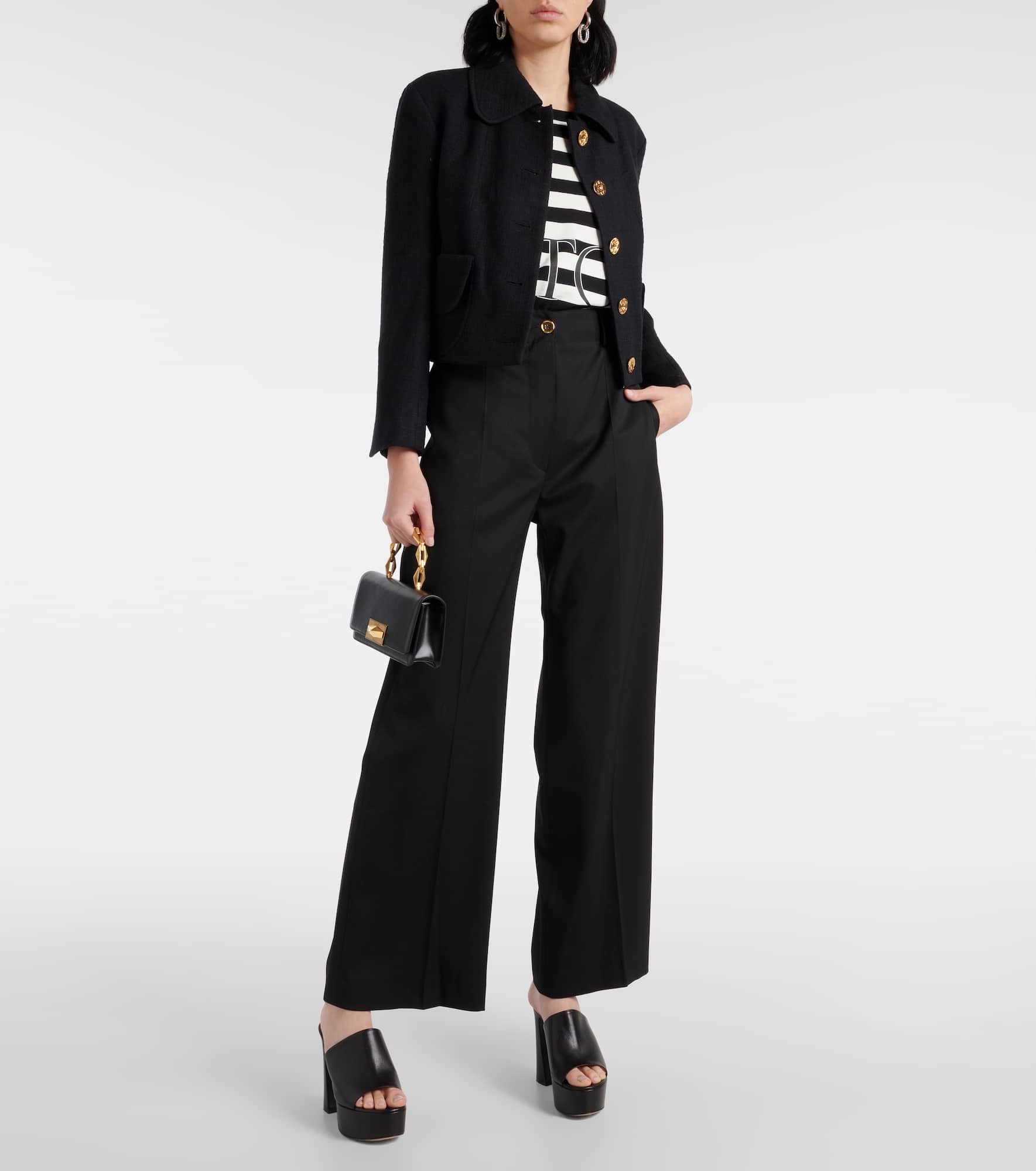 Mid-rise wool-blend straight pants - 2