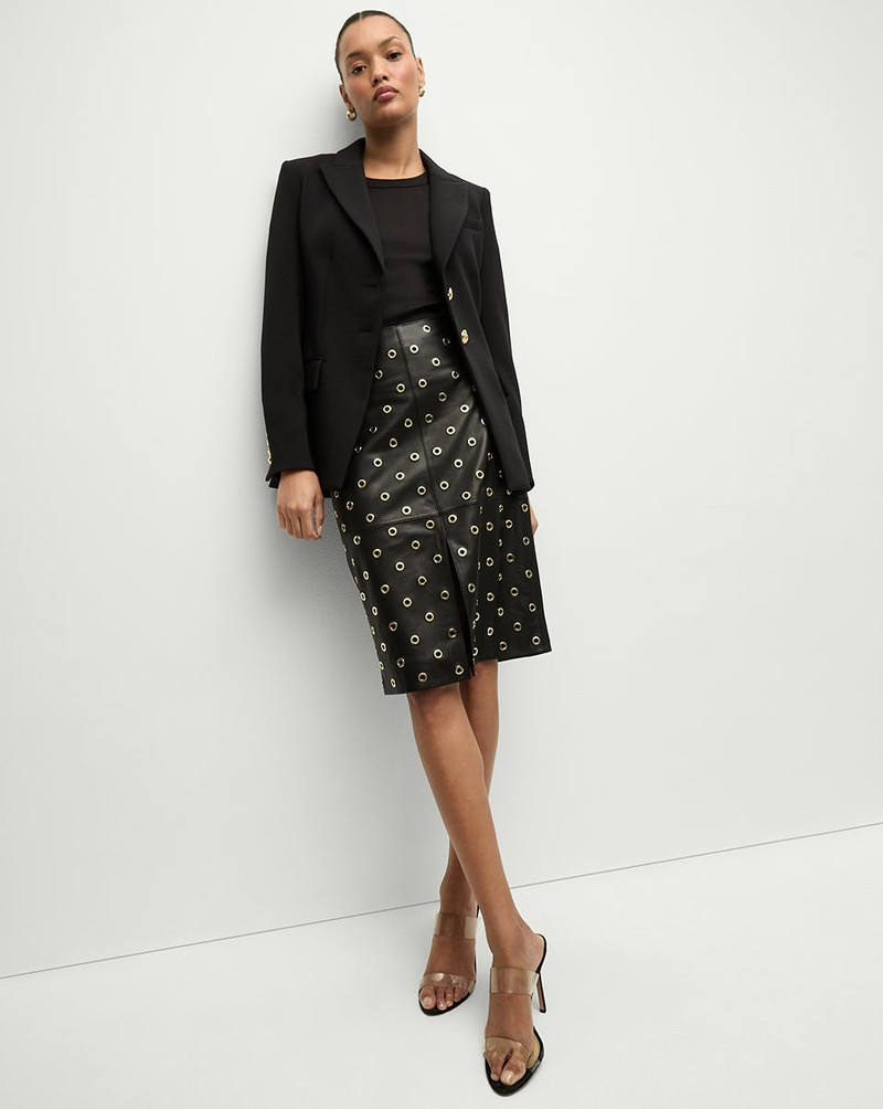 VERONICA BEARD ANDERSON LEATHER GROMMET SKIRT outlook