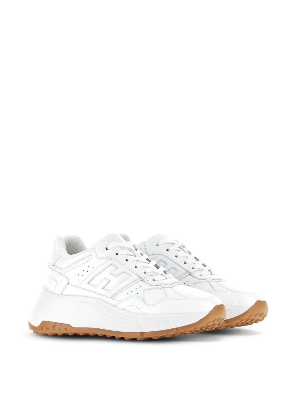 panelled leather sneakers - 2