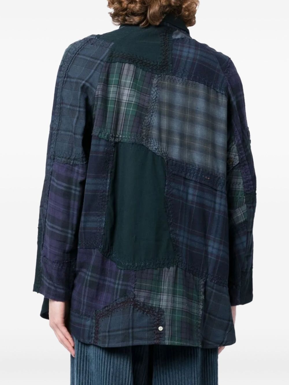 patchwork button-up shirt - 4