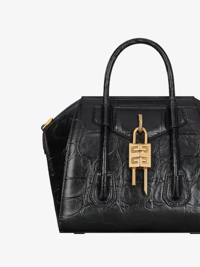 MINI ANTIGONA LOCK BAG IN CROCODILE EFFECT LEATHER 6