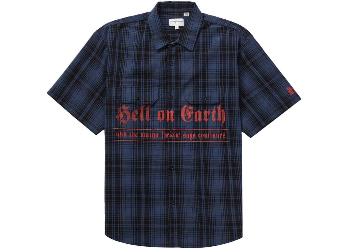 Supreme Bernadette Corporation S/S Work Shirt Navy Plaid - 1
