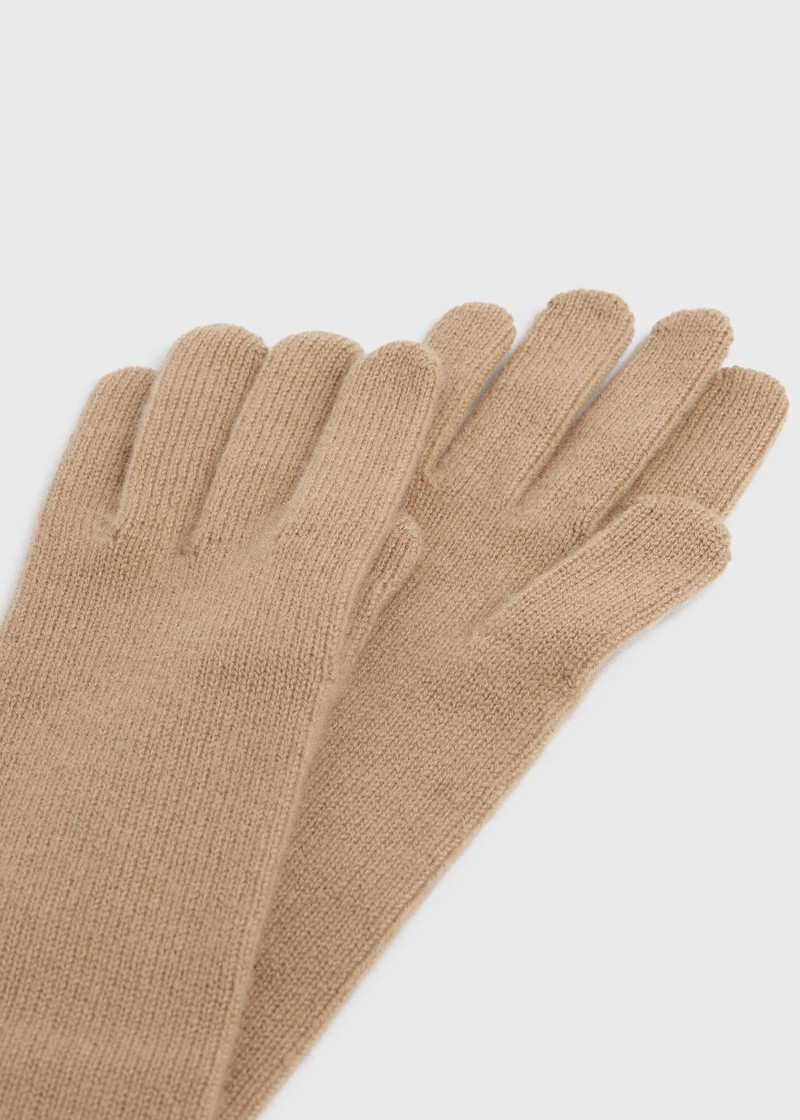 Long knit gloves camel 5