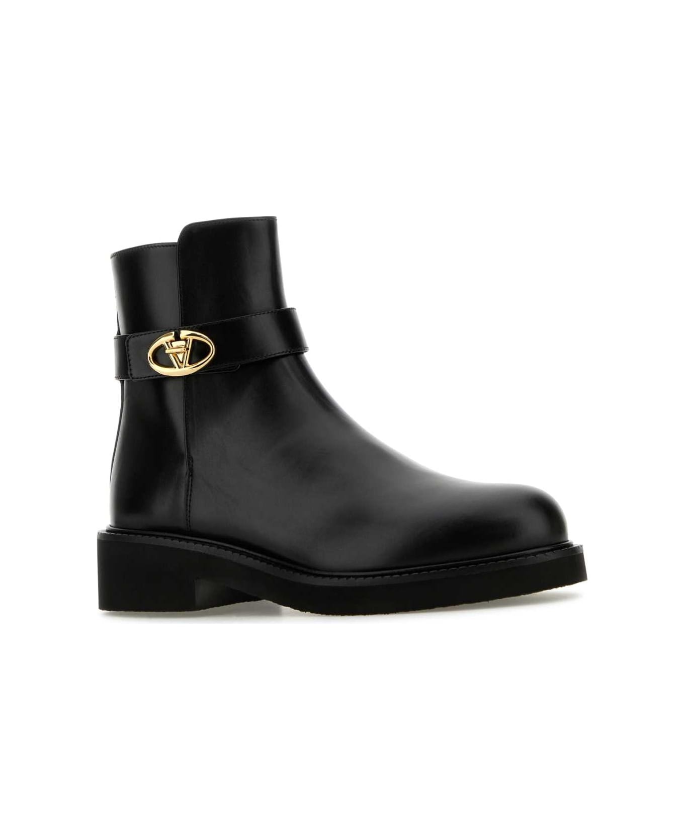 Black Leather Vlogo Ankle Boots - 2
