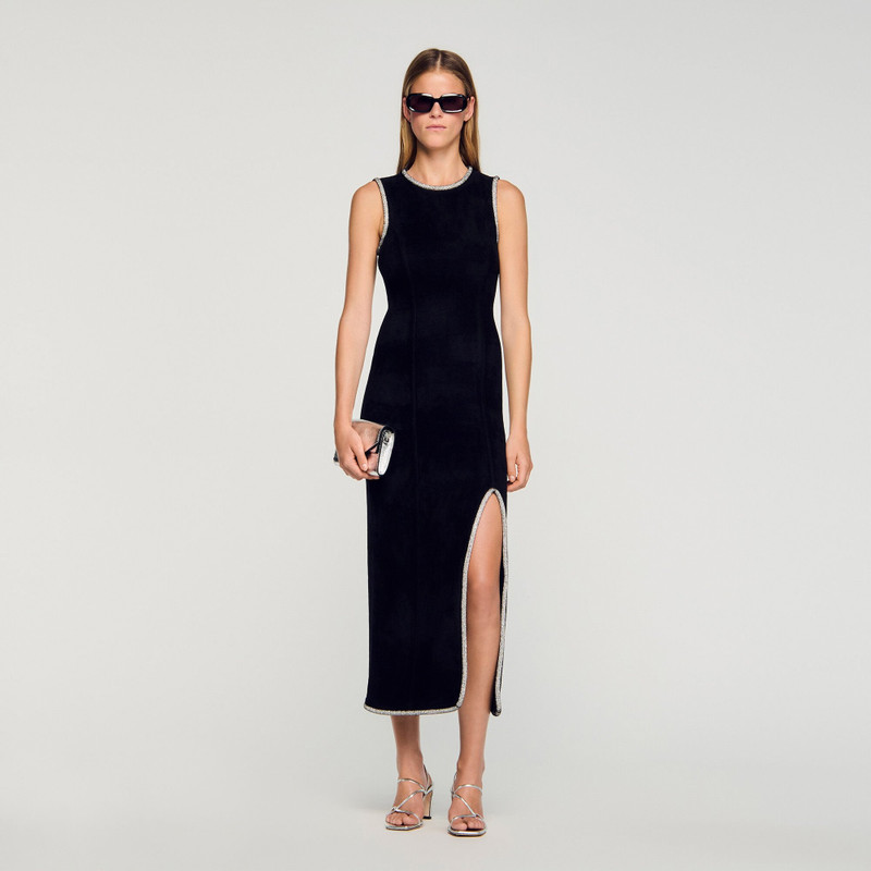 Sandro RHINESTONE SLIT MAXI DRESS outlook